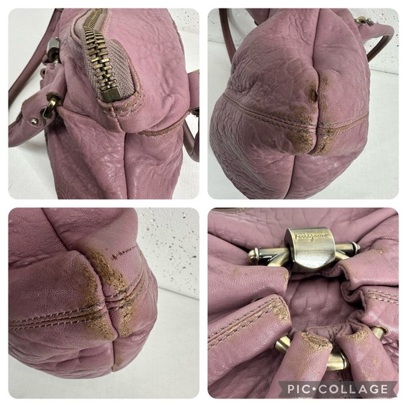 Salvatore Ferragamo Gancini Mauve Purple Leather Shoulder Bag BW-21 B105 READ - Picture 11 of 16